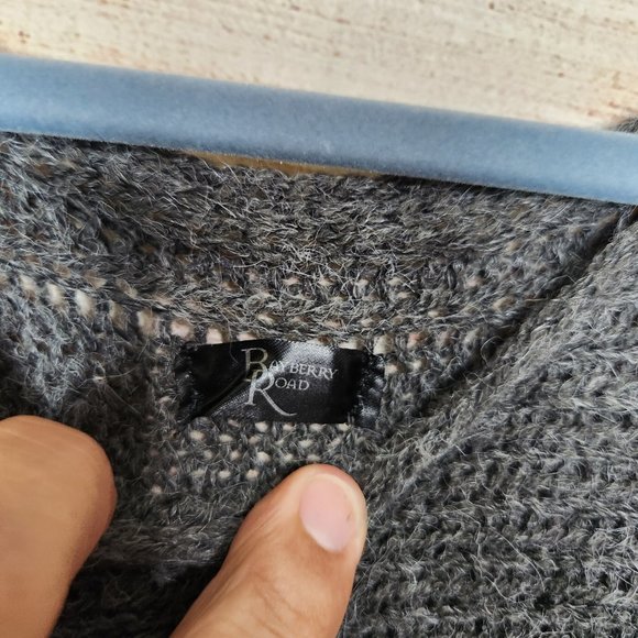 Bayberry Road Fringe Bottom Poncho  Side Buttons Gray Women's One Size - Picture 8 of 12